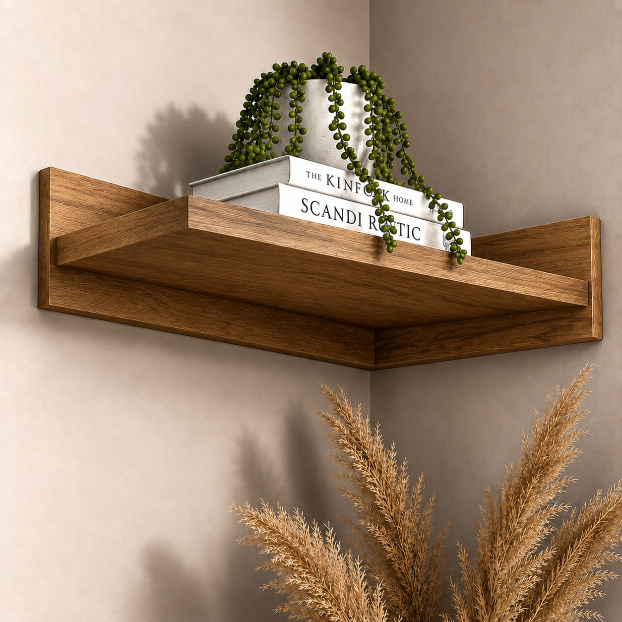 Solid Wood Corner Wall Shelf 30x16 cm for Home Decor