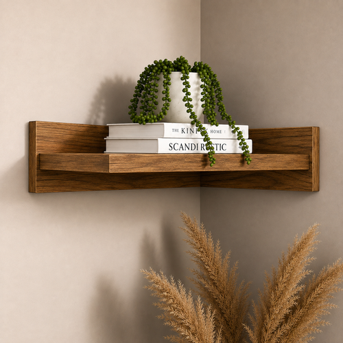 Solid Wood Corner Wall Shelf 30x16 cm for Home Decor