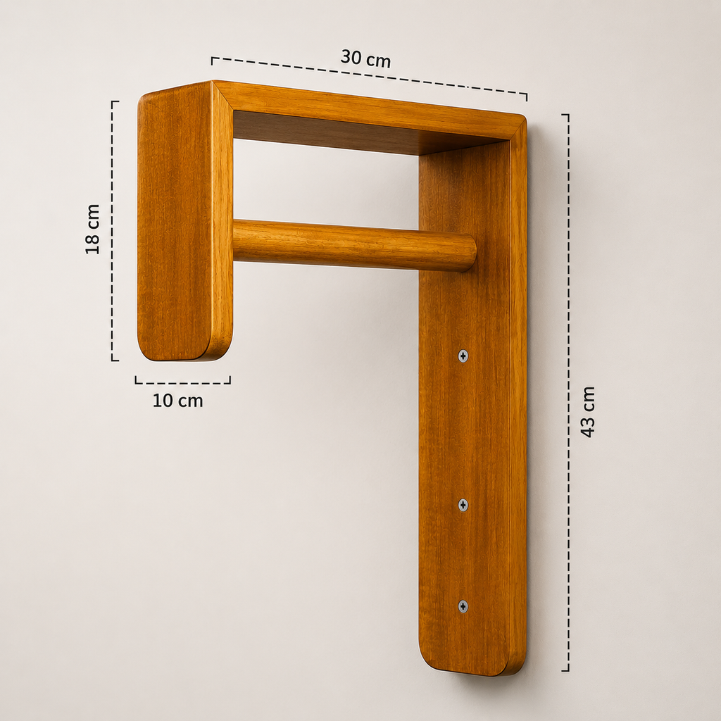 Vastupadma Solid Wood Wall Mounted Clothes Hanger for Bedroom & Entryway – Wooden Wall Hanging Rack for Shirts, Coats & Garments | Space Saving Clothes Organizer | 30 × 43 cm
