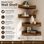 Solid Wood Corner Wall Shelf 30x16 cm for Home Decor