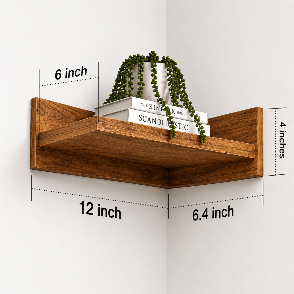 Solid Wood Corner Wall Shelf 30x16 cm for Home Decor